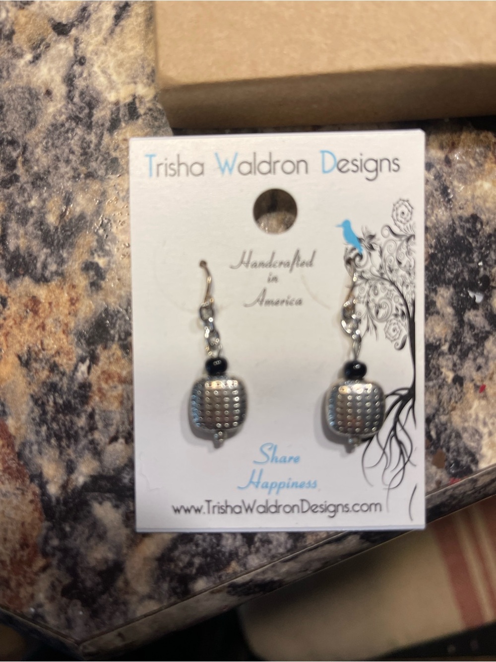 Trisha Waldron Designs Silver & Black Dangle Earrings